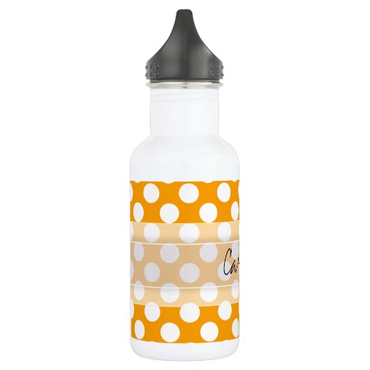 Monogram Oranje White Trendy Fun Polka Dot Pattern Waterfles (Links)