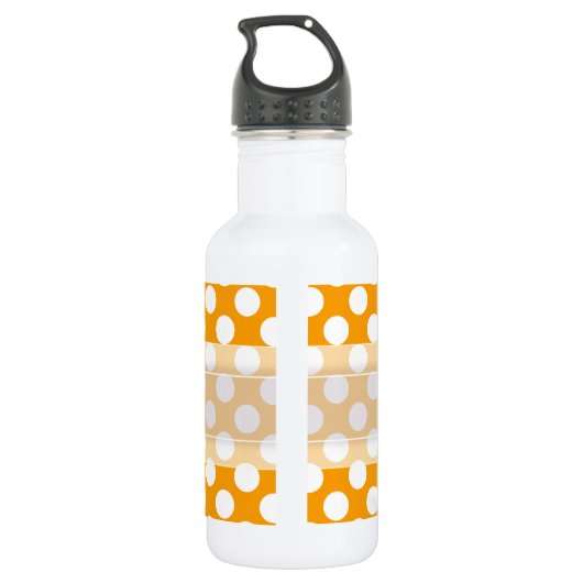 Monogram Oranje White Trendy Fun Polka Dot Pattern Waterfles (Achterkant)