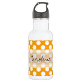 Monogram Oranje White Trendy Fun Polka Dot Pattern Waterfles (Voorkant)