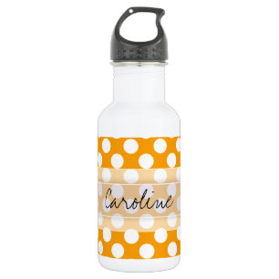Monogram Oranje White Trendy Fun Polka Dot Pattern Waterfles