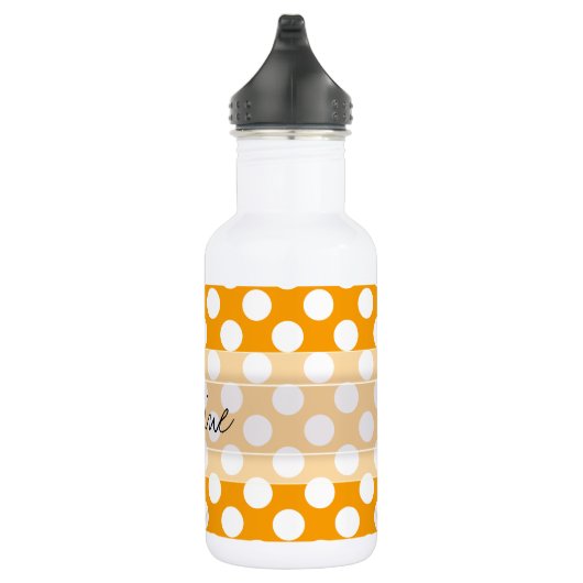 Monogram Oranje White Trendy Fun Polka Dot Pattern Waterfles (Rechts)