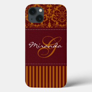 Monogram Oranje, Wine Damask Stripe iPad Air Case