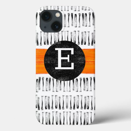 monogram oranje witte en grijze patroonkunst Case-Mate iPhone case (Achterkant)