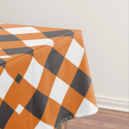 Monogram Oranje witte Plaid Gingham Tafelkleed