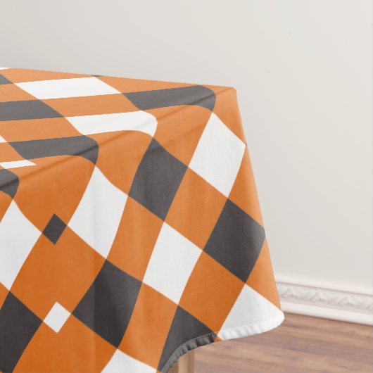 Monogram Oranje witte Plaid Gingham Tafelkleed (Voorbeeld)