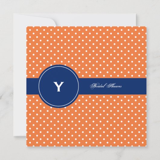 Monogram Oranje, Witte Polka Dot met Royal Blue Kaart (Achterkant)