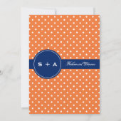 Monogram Oranje, Witte Polka Dot met Royal Blue Kaart (Achterkant)