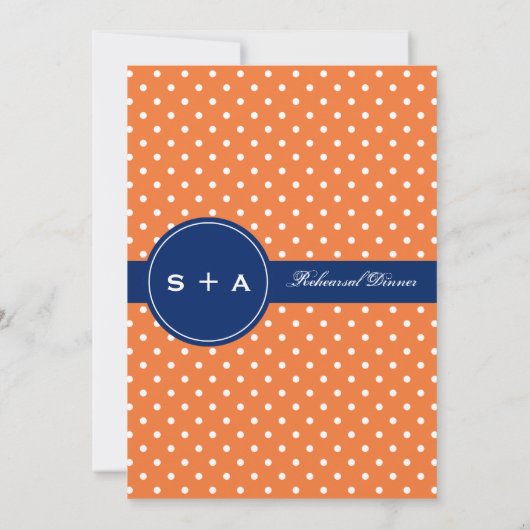 Monogram Oranje, Witte Polka Dot met Royal Blue Kaart (Achterkant)