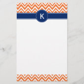 Monogram Oranje Zigzag Patroon Briefpapier (Voorkant)