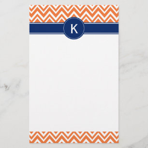 Monogram Oranje Zigzag Patroon Briefpapier