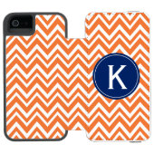 Monogram Oranje Zigzag Patroon Incipio iPhone Portemonnee Hoesje (Agenda Open)