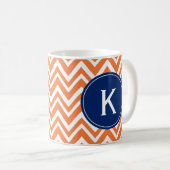 Monogram Oranje Zigzag Patroon Koffiemok (Voorkant rechts)