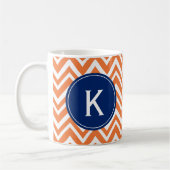 Monogram Oranje Zigzag Patroon Koffiemok (Links)