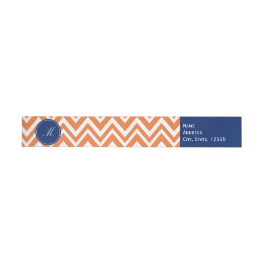 Monogram Oranje Zigzag Patroon met Royal Blue Adreslabel Wikkel (Individueel)