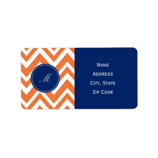 Monogram Oranje Zigzag Patroon met Royal Blue Etiket (Voorkant)