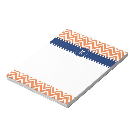 Monogram Oranje Zigzag Patroon Notitieblok (Linkerzijde)