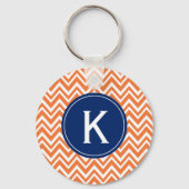Monogram Oranje Zigzag Patroon Sleutelhanger (Voorkant)
