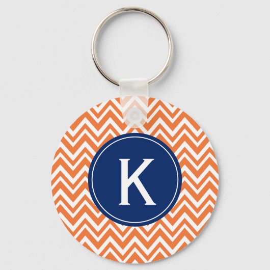Monogram Oranje Zigzag Patroon Sleutelhanger (Voorkant)