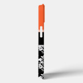 Monogram Oranje zwart Damask-patroon Case-Mate iPhone Case (Achterkant / Rechts)