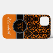 Monogram Oranje, zwart, witte Damask iPad-luchttas Case-Mate iPhone Case (Achterkant (horizontaal))