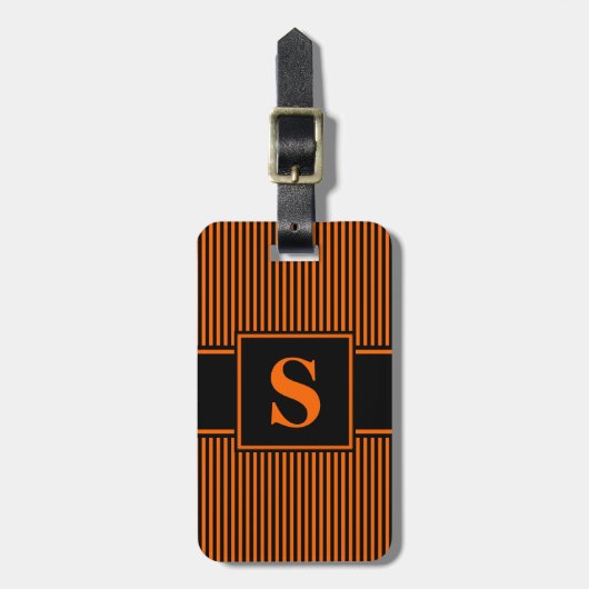 Monogram Oranje zwarte streep Bagagelabel (Voorkant verticaal)