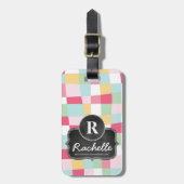 Monogram organisch pasteeltje Meisjesbord Bagagelabel (Voorkant verticaal)