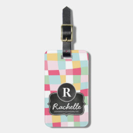 Monogram organisch pasteeltje Meisjesbord Bagagelabel