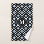 Monogram Oriental Blue Sakura Pattern Bad Handdoek (Handdoek)