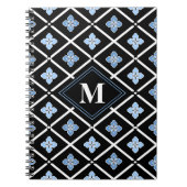 Monogram Oriental Blue Sakura Pattern Notitieboek (Voorkant)