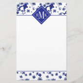 Monogram | Oriental Sakura Branch Pattern Briefpapier (Voorkant)