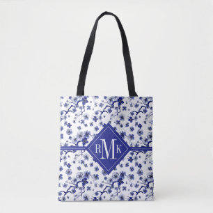 Monogram   Oriental Sakura Branch Pattern Tote Bag