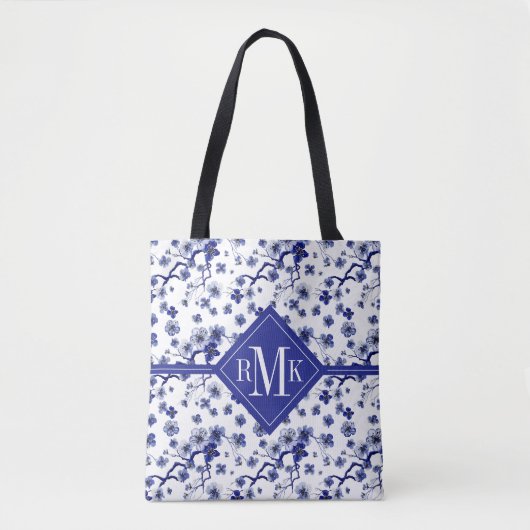 Monogram | Oriental Sakura Branch Pattern Tote Bag (Voorkant)