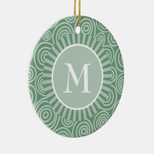 Monogram Ornament Sage Green Spirals Aangepast (Rechts)