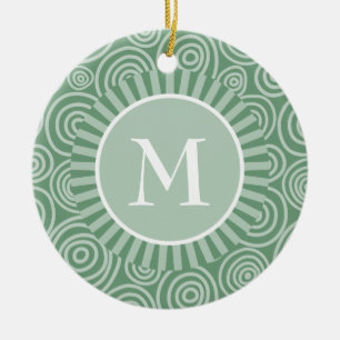 Monogram Ornament Sage Green Spirals Aangepast
