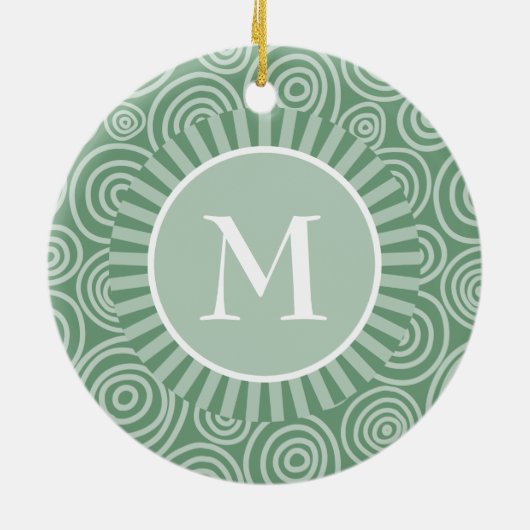 Monogram Ornament Sage Green Spirals Aangepast (Achterkant)
