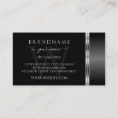 Monogram  Ornamenten voor moderne zwarte en zilver Visitekaartje (Achterkant)