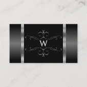 Monogram  Ornamenten voor moderne zwarte en zilver Visitekaartje (Voorkant)