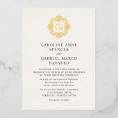 Monogram Ornate Traditionele Trouwring Folie Uitnodiging (Voorkant)