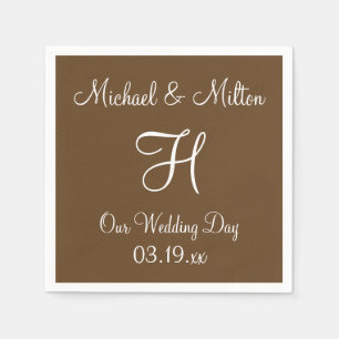 Monogram Otter Brown Classy Monochrome Napkins Servet