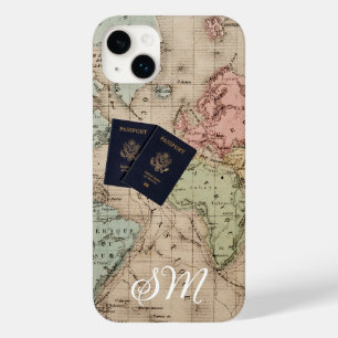 Monogram Oud Antiek Kaart & Paspoort Vakantie Case-Mate iPhone 14 Plus Hoesje