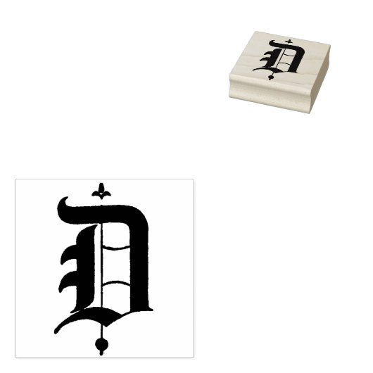 Monogram  oud Engels letter D Rubberstempel (Gestempeld)