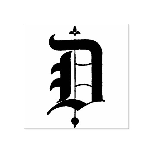 Monogram  oud Engels letter D Rubberstempel (Afrduk)