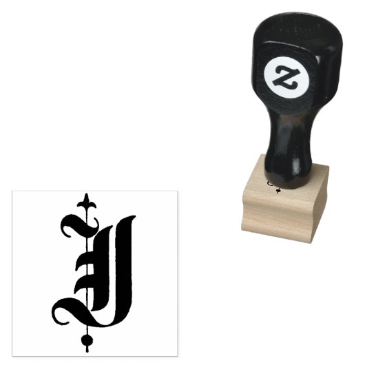 Monogram oud Engels letter J Rubberstempel (Gestempeld)