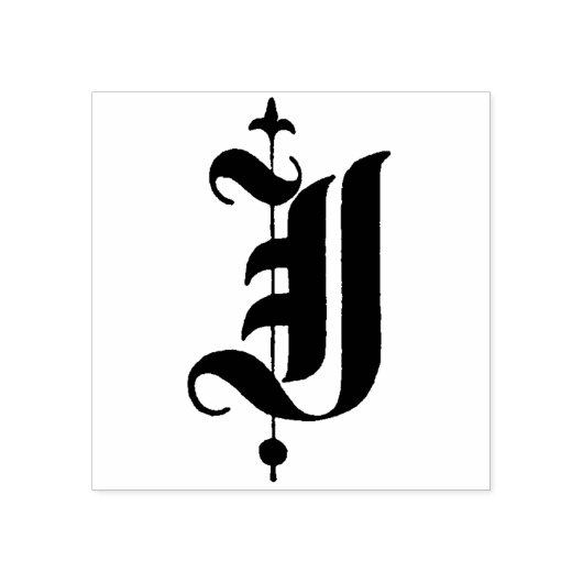Monogram  oud Engels letter J Rubberstempel (Afrduk)