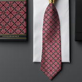 Monogram Oud Roos Bourgondië  Floral Mannen Stropdas