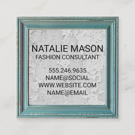 Monogram | Oud verweerd Lijst | gestructureerde mu Vierkante Visitekaartje (Achterkant)