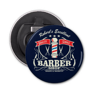 Monogram oude Barber Shop Pole Button Flesopener