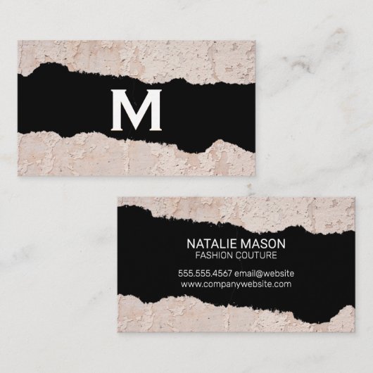Monogram | Oude Muur | Gescheurd Effect Visitekaartje (Voorkant / Achterkant)