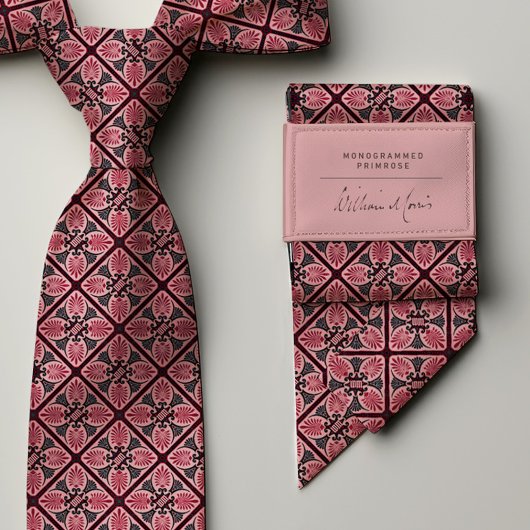 Monogram Oude Roze Bourgondië Vintage Bloemen Here Stropdas
