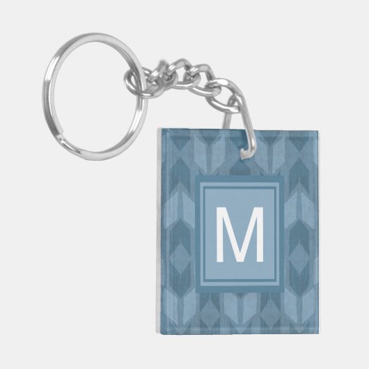 Monogram | OutdoorGeo-stap | Blauw pijlpatroon Sleutelhanger (Voorkant Links)